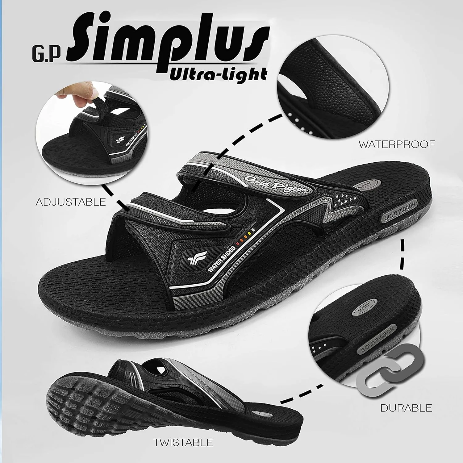 Gold Pigeon Shoes SIMPLUS Wide Women Non-Slip Cuhion Yoga Mat Athletic Slide Sandals