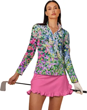 Golf Shirts for Woman UPF 50  Sun Protection Quick Dry Lightweight Long Sleeve Polo Shirts for Woman Rash Guard