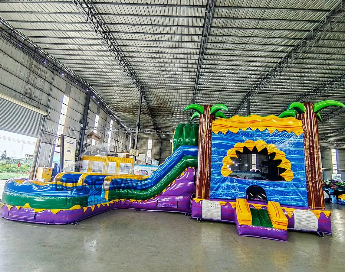 Goombay Curved Dual Lane Bounce House with Slide (Wet/Dry)