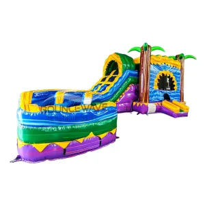 Goombay Curved Dual Lane Bounce House with Slide (Wet/Dry)