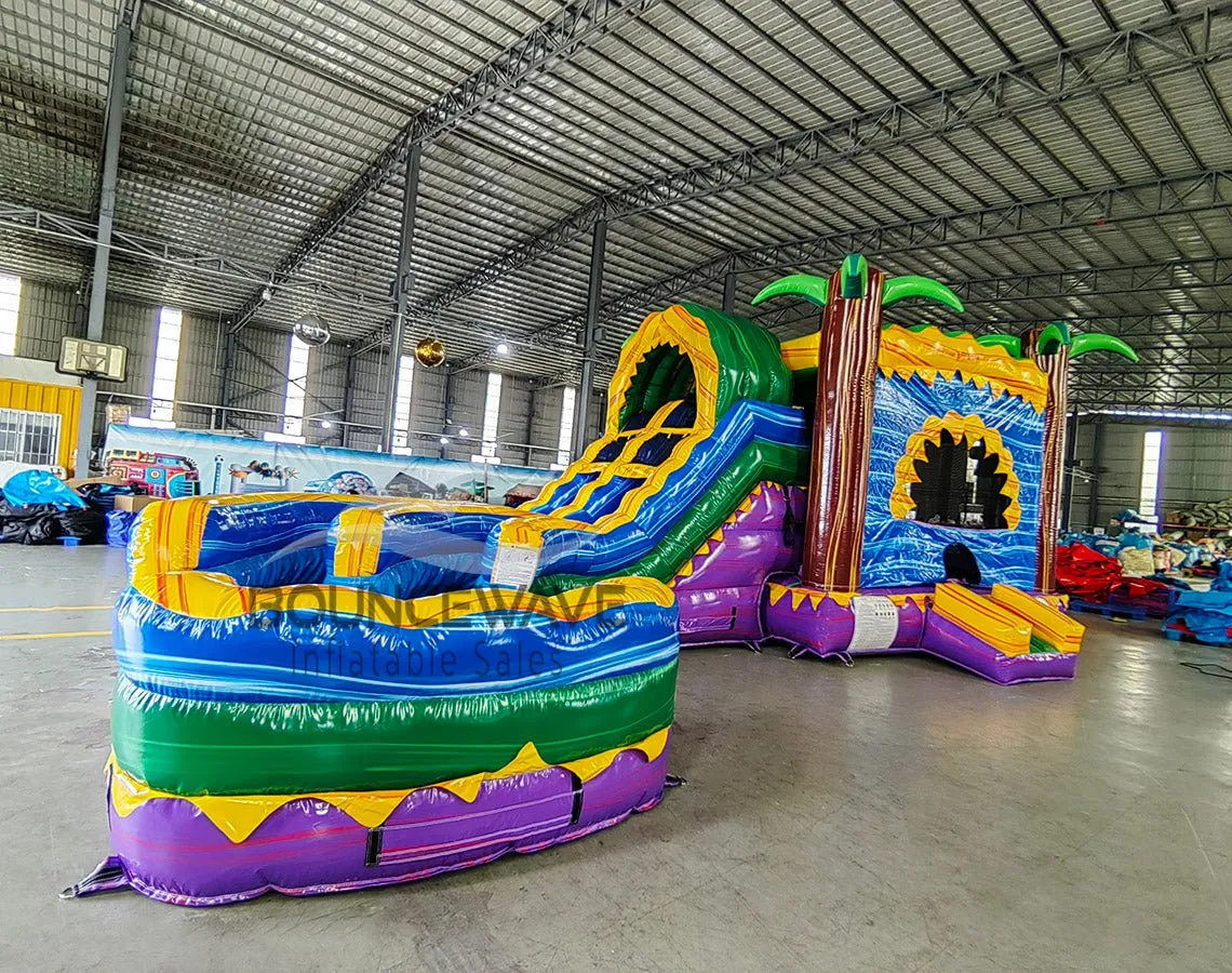 Goombay Curved Dual Lane Bounce House with Slide (Wet/Dry)