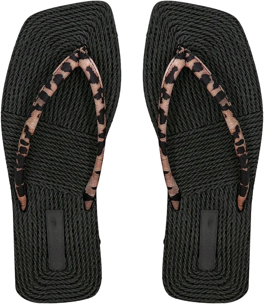 GORGLITTER Women's Leopard Thong Sandals Cheetah Flip Flops Comfortable Foam Summer Beach Slides Slipper