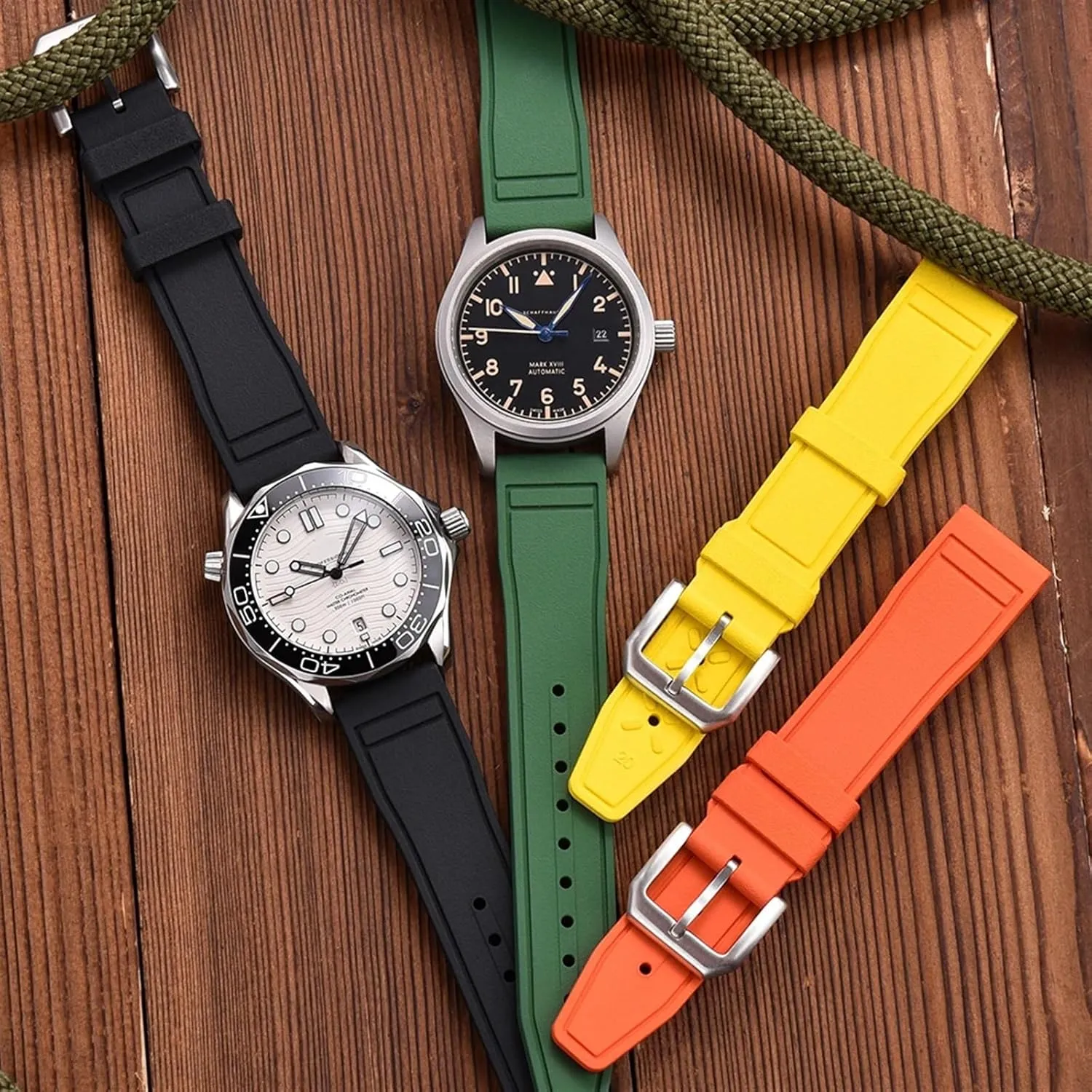 Grade Fluororubber FKM 20mm 21mm 22mm Watch Strap Diving Waterproof Quick Release Watchbands