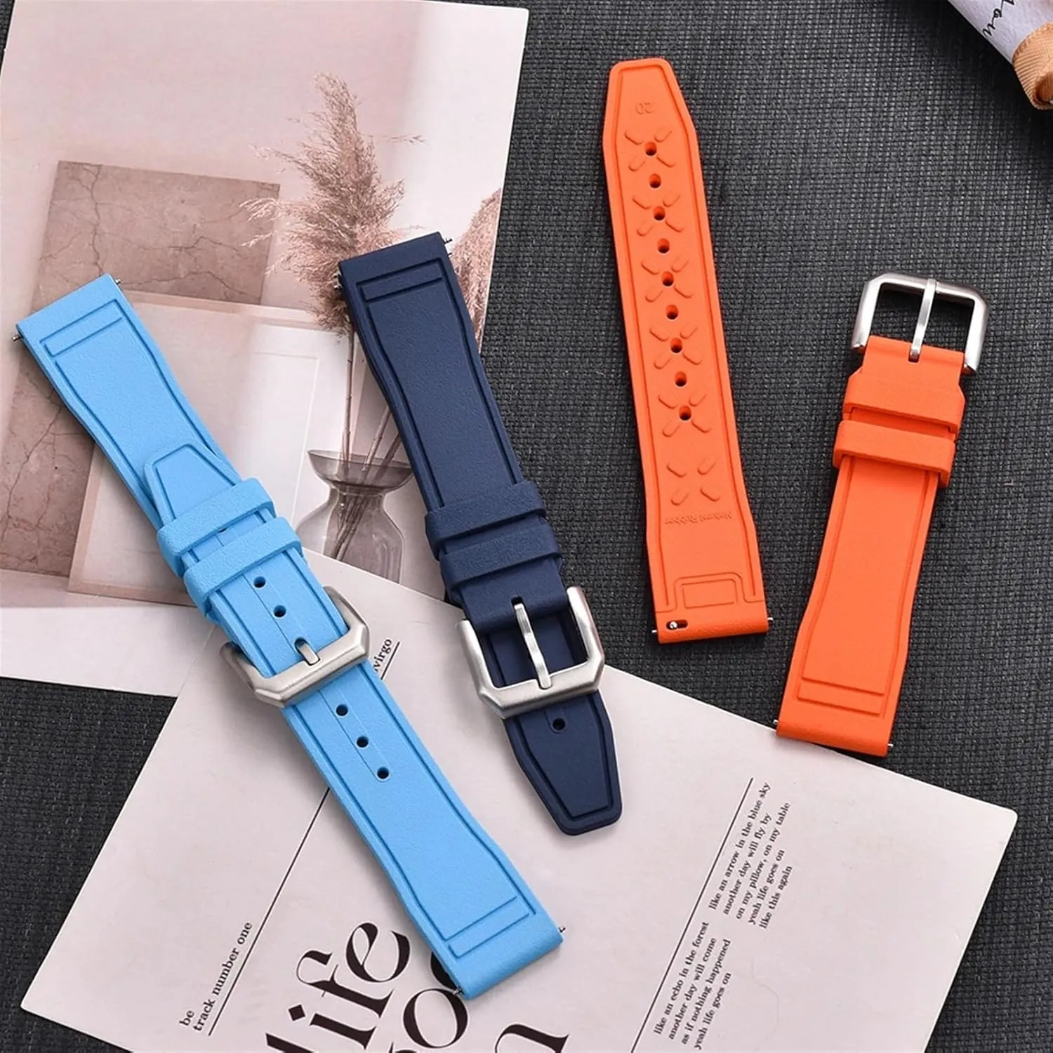 Grade Fluororubber FKM 20mm 21mm 22mm Watch Strap Diving Waterproof Quick Release Watchbands