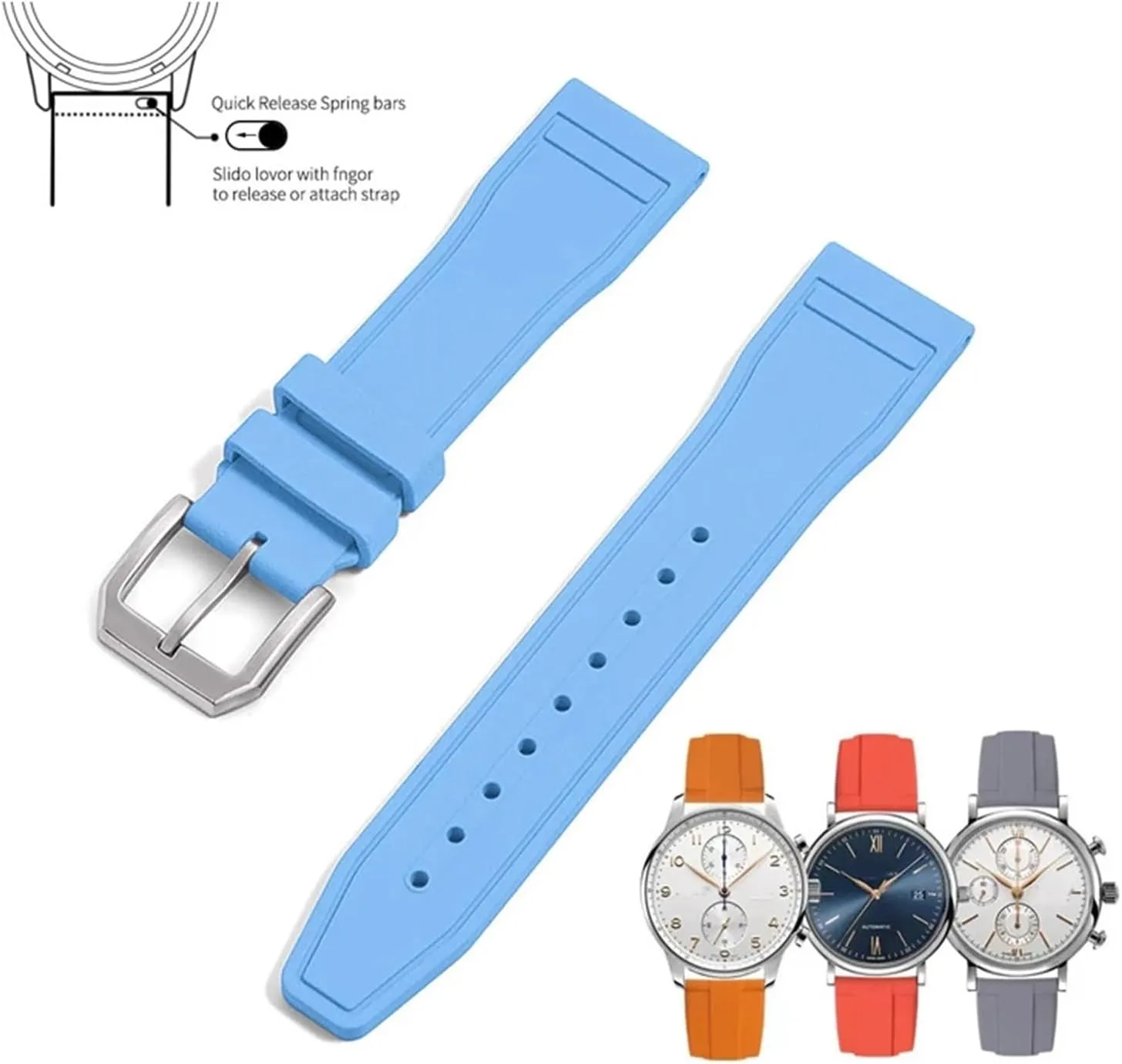 Grade Fluororubber FKM 20mm 21mm 22mm Watch Strap Diving Waterproof Quick Release Watchbands