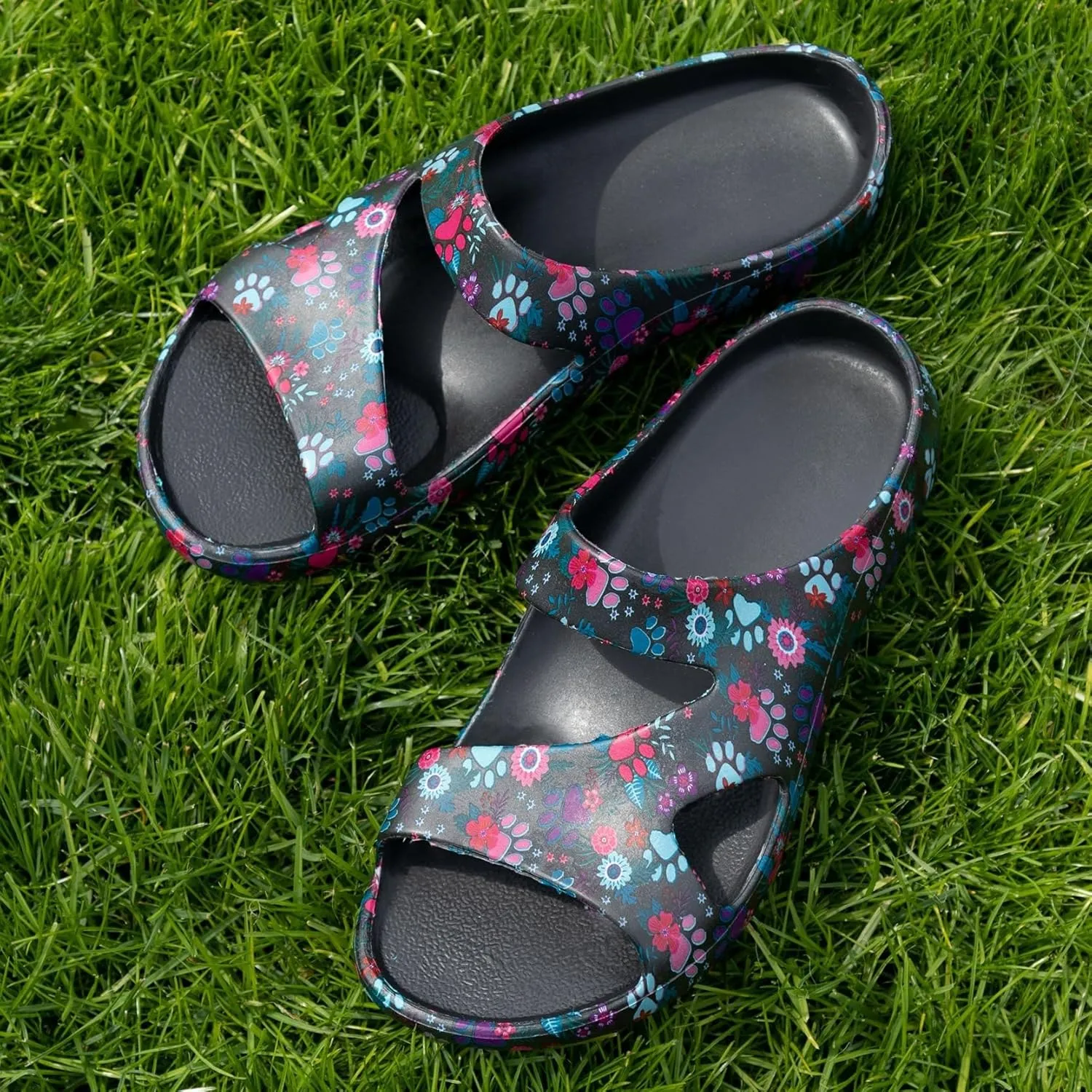 GreaterGood Positively Inspired Slide Sandals Ultra Lightweight Cushioned EVA Soles Easy Slip On Durable Quick Dry Beach Sandal