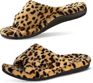 GRITHEIM Women's Orthotic Arch Support Slippers Fuzzy Adjustable Orthopedic Slippers for Plantar Fasciitis Furry Slide for Ladies