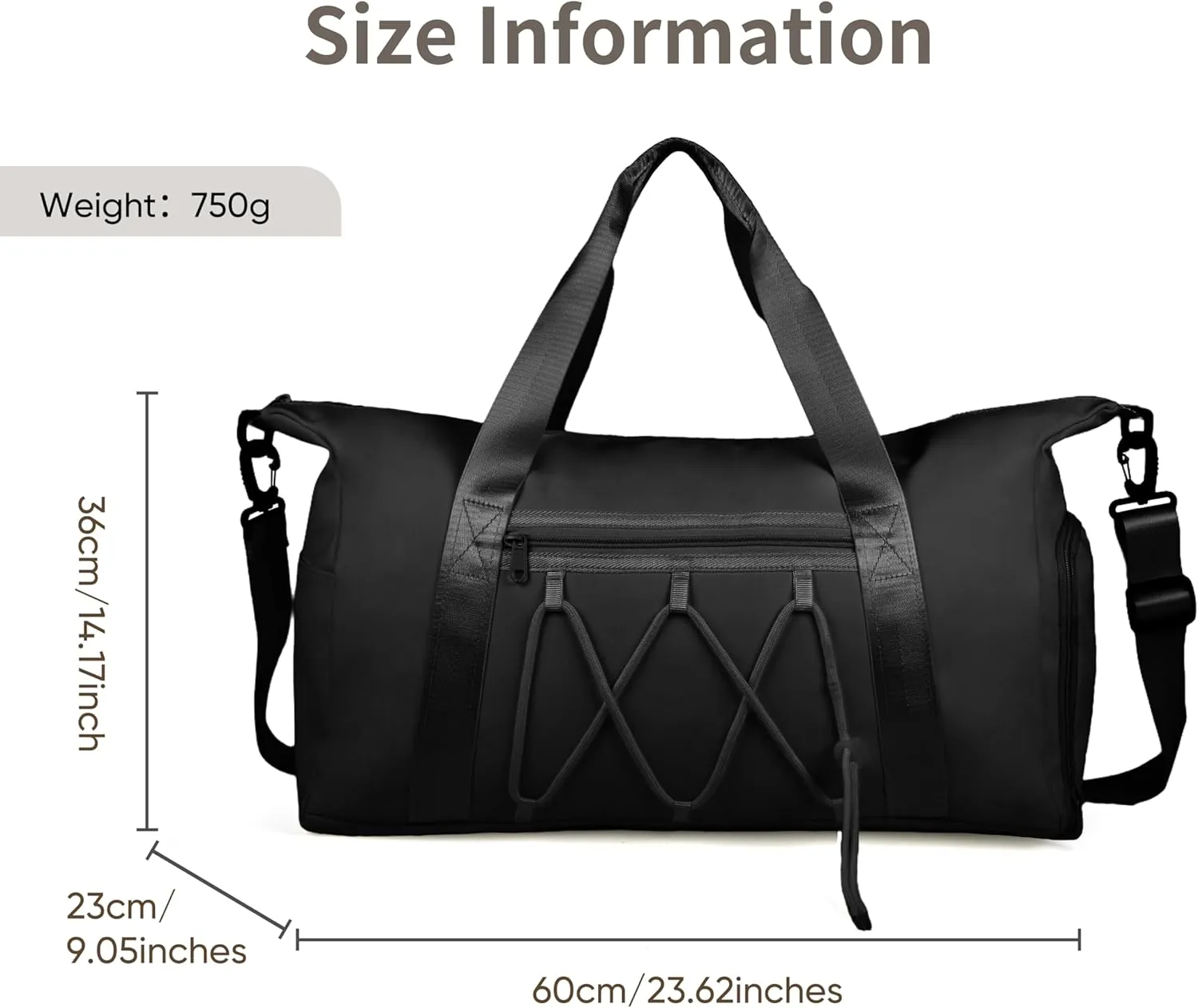 Gym Bag for Women, Travel Duffel Bag with Shoes Compartment & Dry Wet Separated Pocket, Water Resistant Sports Gym Tote Bag Overnight Bag Weekender Bag Training Handbag Yoga Bag - Black