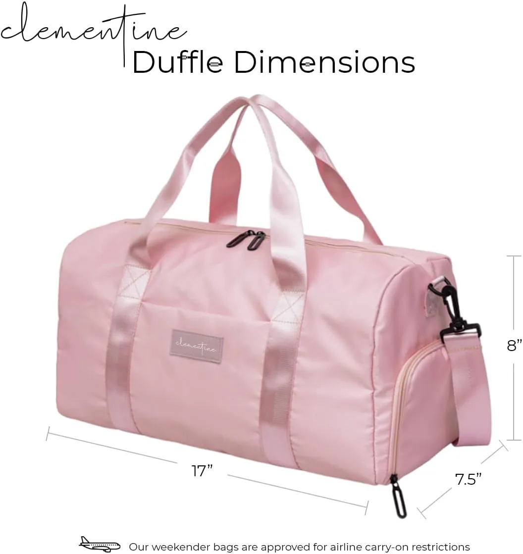 Gym Bag for Women with Shoe Compartment and Wet Pocket | Small Durable Lightweight Gym Duffle Bag with Motivational Quote and Graphic Designs | Great for Exercise and Overnights | Pink