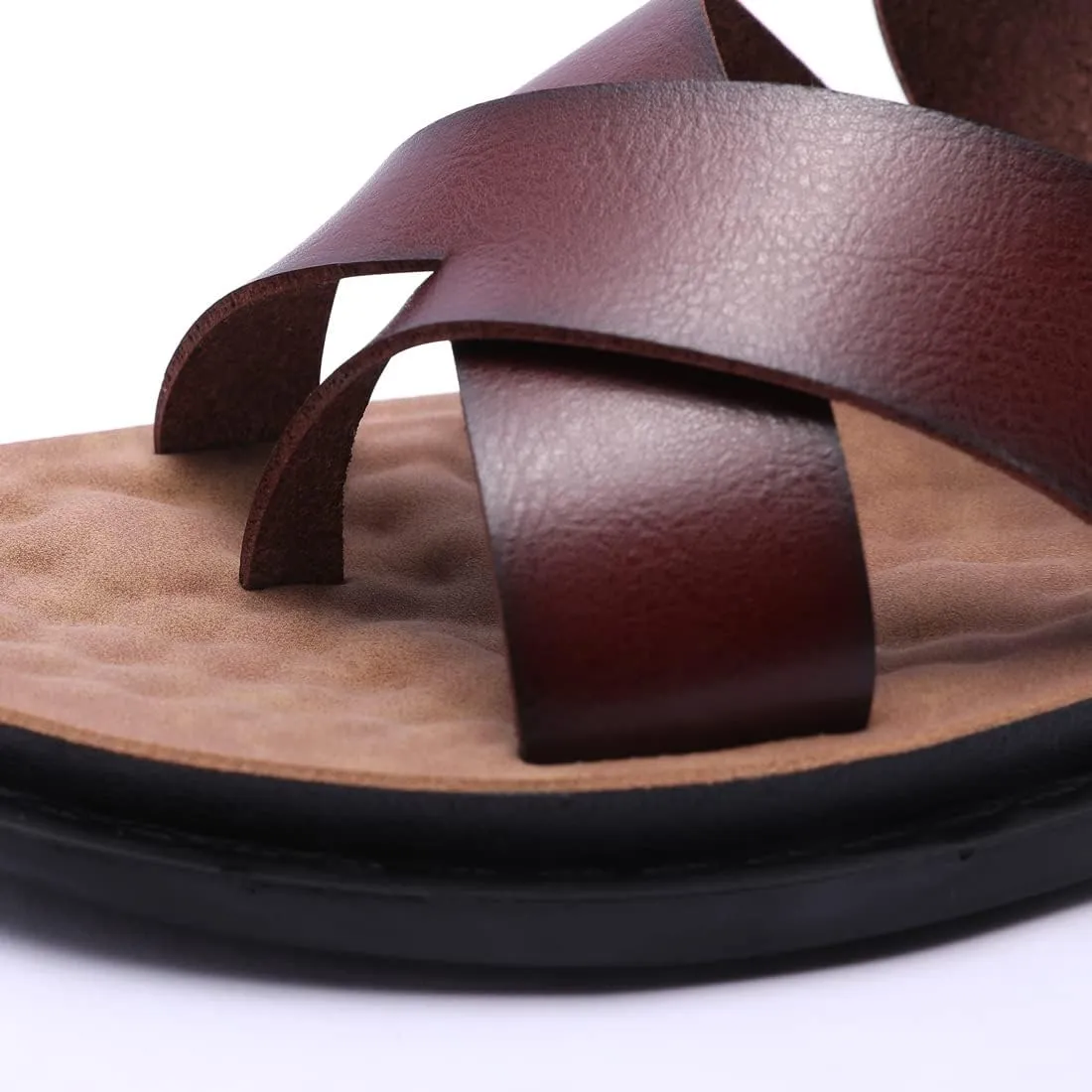 Harssidanzar Men's Sandals,Quick-Dry Flip-Flop Summer Slip On Cross Straps Slide Sandals Toe Ring Style Outdoor And Indoor KM221US