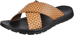 Harssidanzar Slide Sandals For Men,Summer Vintage Printing Sandals Slip on Quick-Dry Cross Slide Sandals KM238US