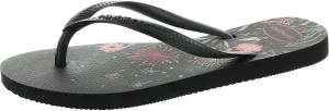 Havaianas Slim Organic Flip Flop Sandal - Slippers for Women - Synthetic Upper Material - Synthetic Lining Black/Pink EU 37-38 (US Men's 5-6, Women's 7-8) M