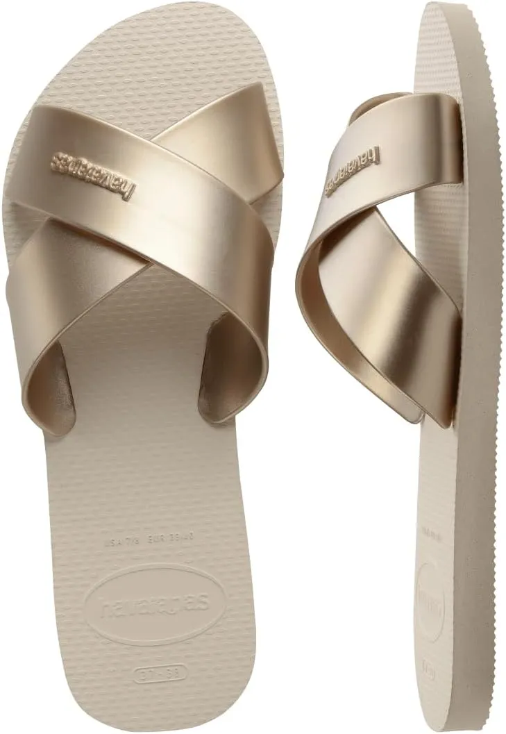 havaianas Women's Aqua Metallic Sandal Beige Flip-Flop