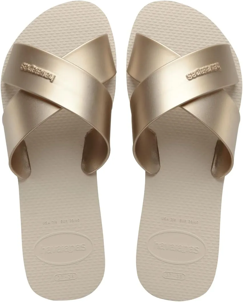 havaianas Women's Aqua Metallic Sandal Beige Flip-Flop