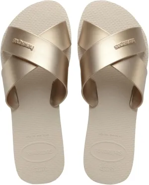 havaianas Women's Aqua Metallic Sandal Beige Flip-Flop