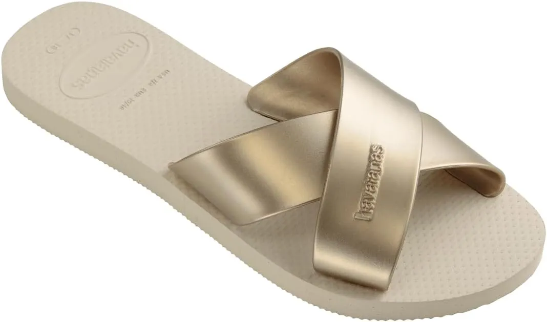 havaianas Women's Aqua Metallic Sandal Beige Flip-Flop