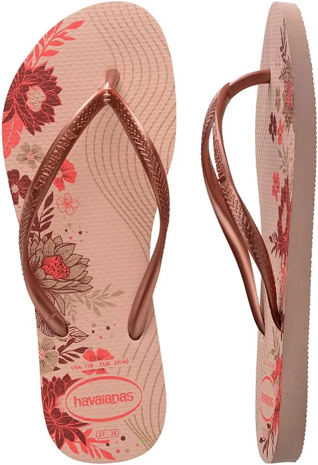 Havaianas Women's Slim Organic Flip Flop Sandals, Floral Design
