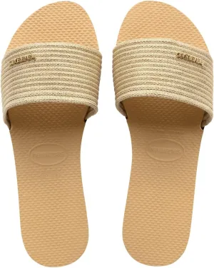 Havaianas Women's You Malta Sandal - Metallic Summer Sandals for Women - GOLDEN, 7/8