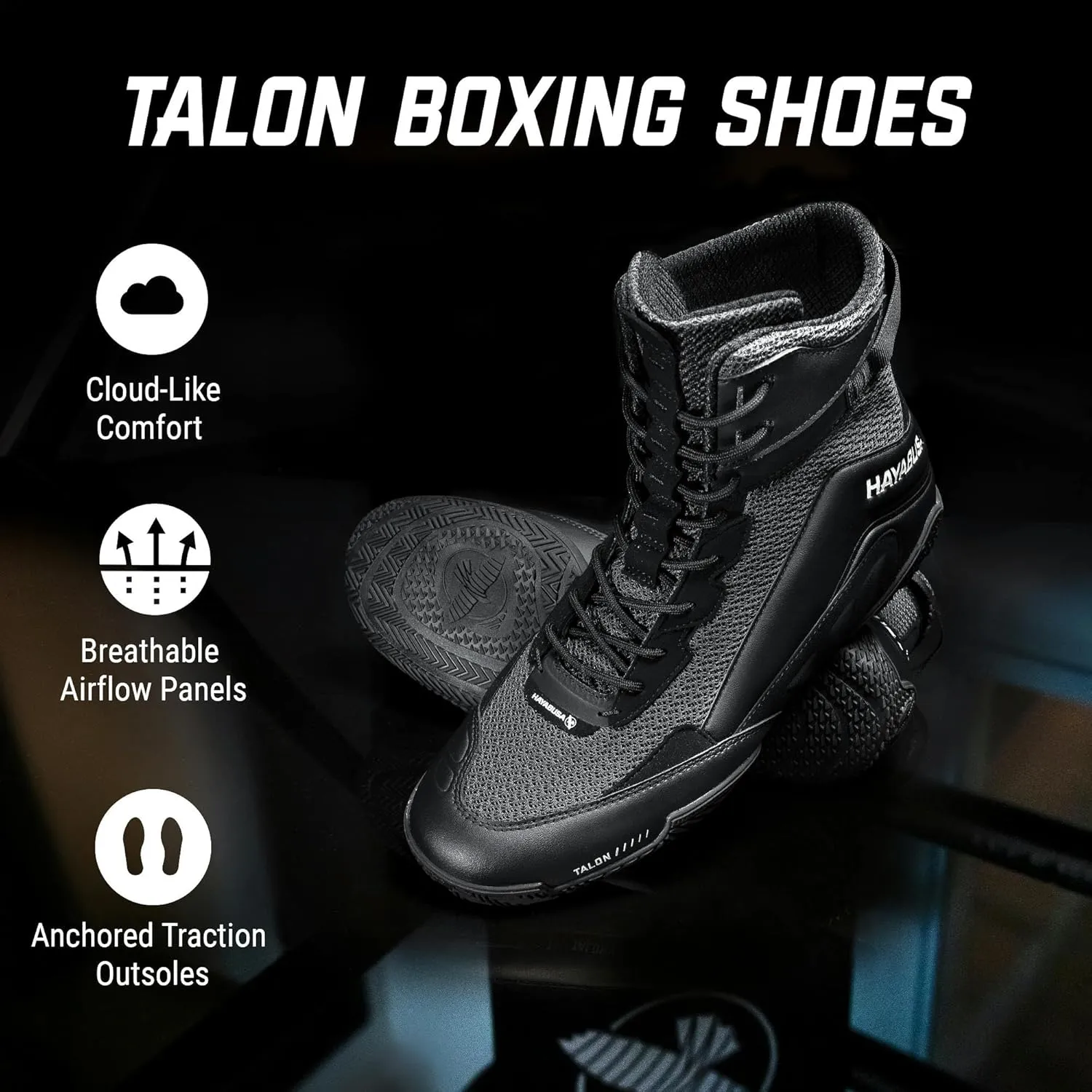 Hayabusa Talon Boxing Shoes for Men and Women Lace Up Lightweight Mid High Top