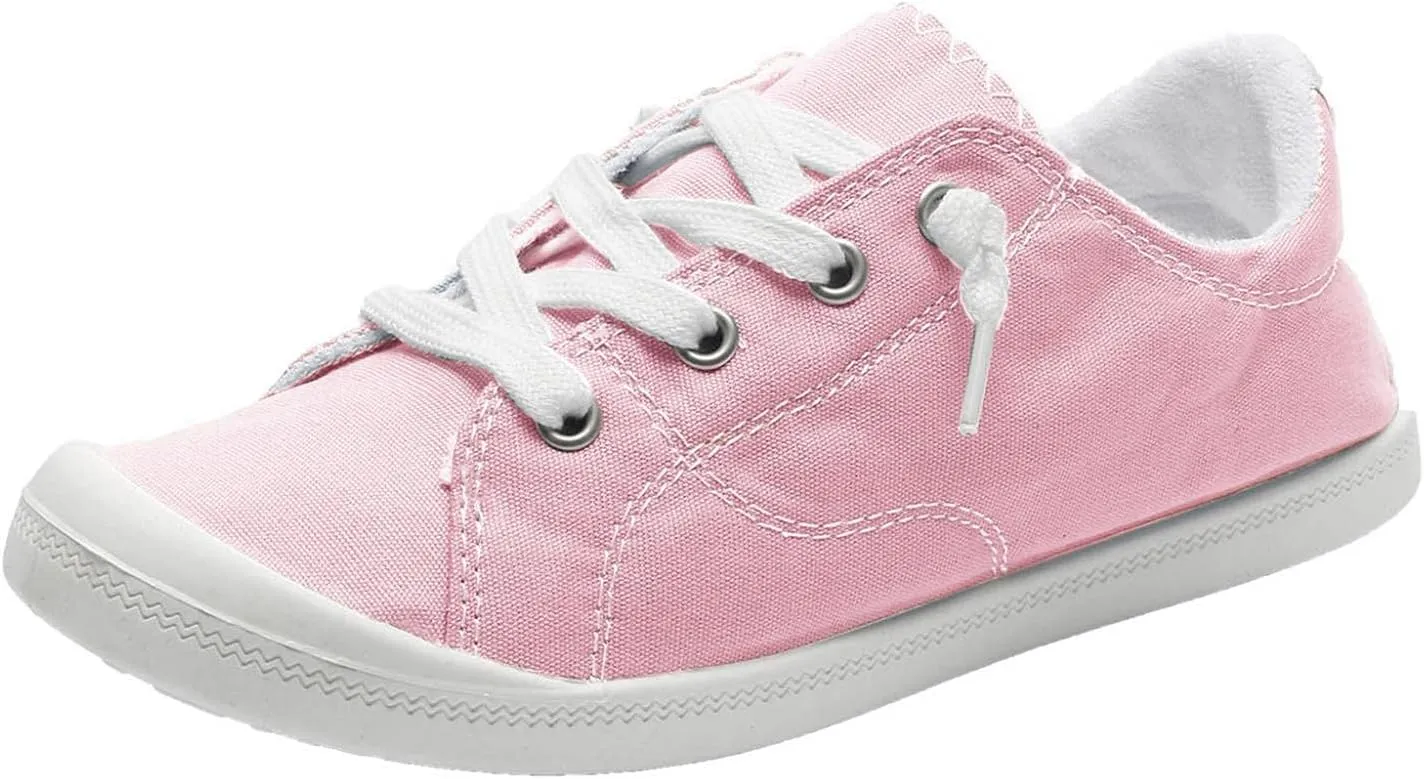 Hbeylia Canvas Shoes For Women Fashion Casual Plaid Lace Up Low Top Play Sneakers Lightweight Low Heels Slip On Flats Loafers Walking Shoes For Girls Running Outdoor Sports Driving