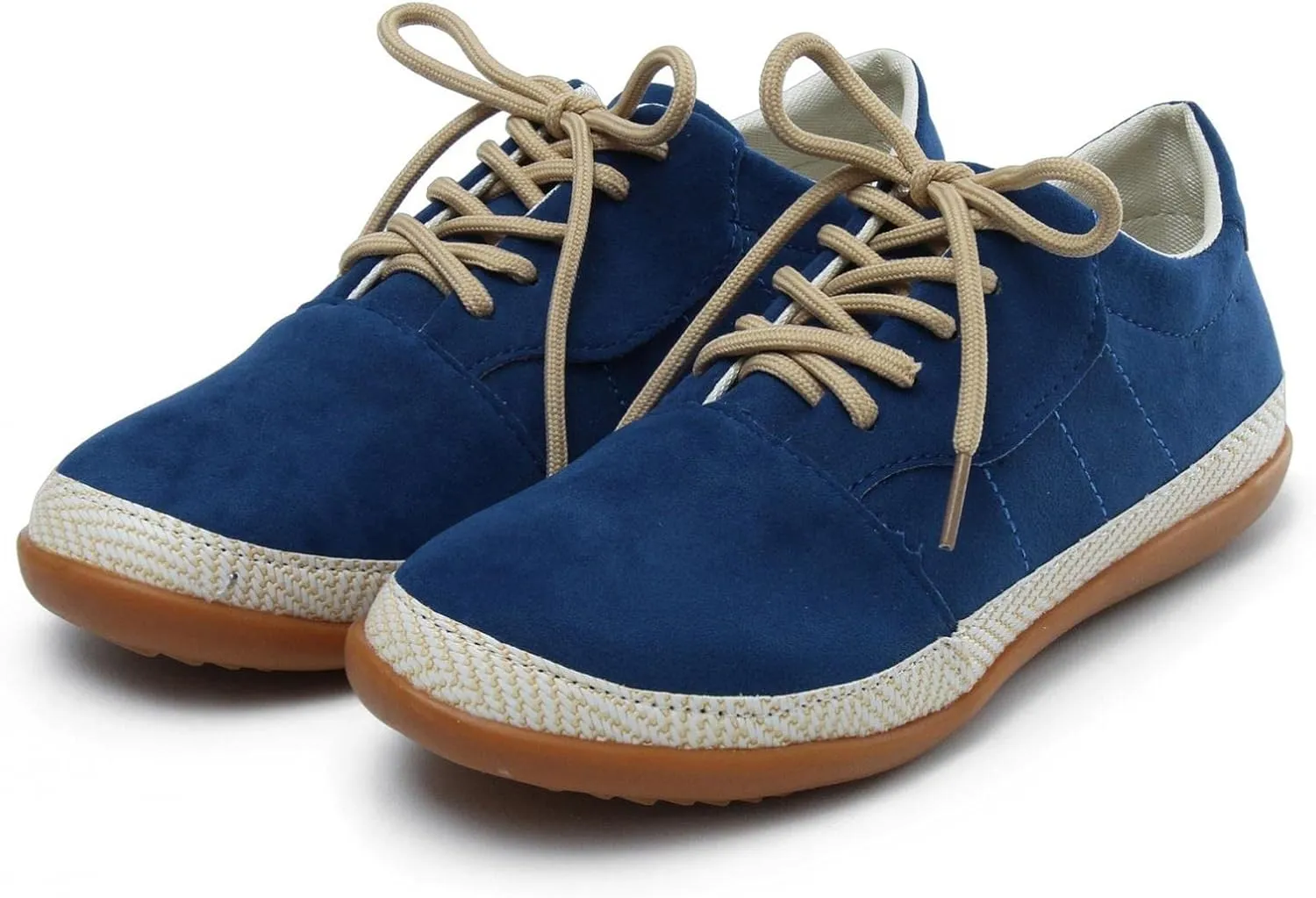 Hbeylia Women's Fashion Sneaker Booties Suede Lace Up Low Top Walking Shoes Comfortable Chunky Bottom Heels Round Toe Flat Short Sports Shoes For Women Men Ladies