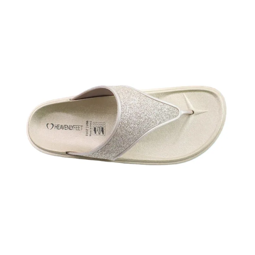 Heavenly Feet Camara Ladies Wedged Toe Post Gold