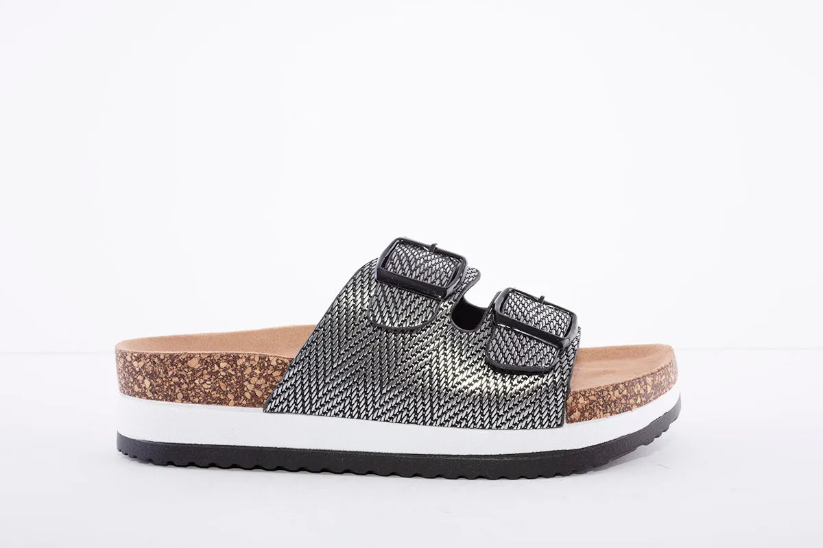HEAVENLY FEET - Kendra Black/Pewter Sandal