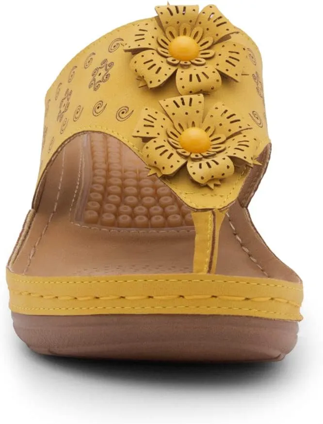 Herstyle H-Nadia Womens Flip Flops Open Toe Slides Cushion Footbed Platform Wedge Summer Sandals