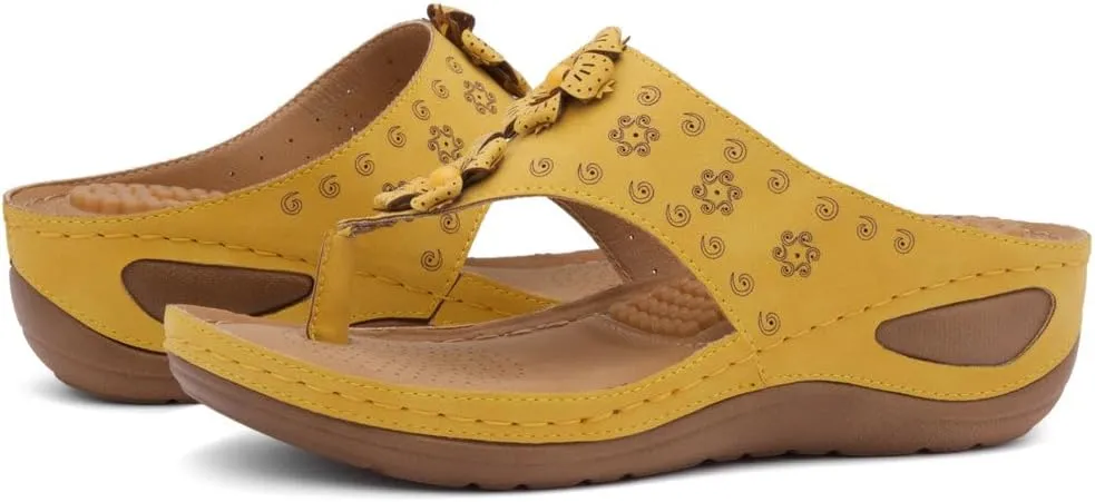 Herstyle H-Nadia Womens Flip Flops Open Toe Slides Cushion Footbed Platform Wedge Summer Sandals