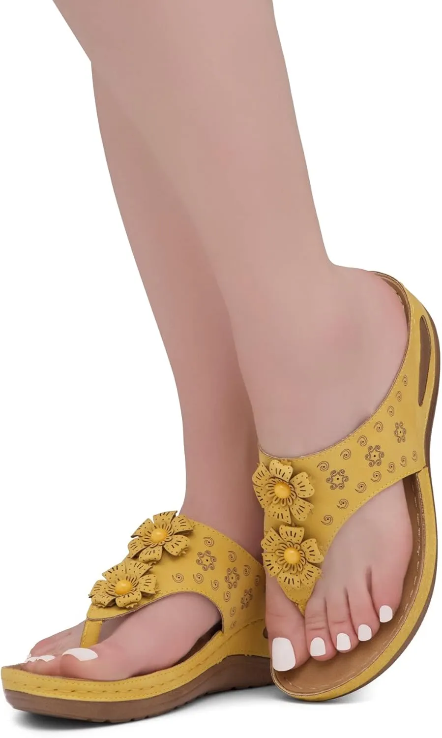 Herstyle H-Nadia Womens Flip Flops Open Toe Slides Cushion Footbed Platform Wedge Summer Sandals