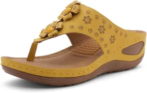Herstyle H-Nadia Womens Flip Flops Open Toe Slides Cushion Footbed Platform Wedge Summer Sandals