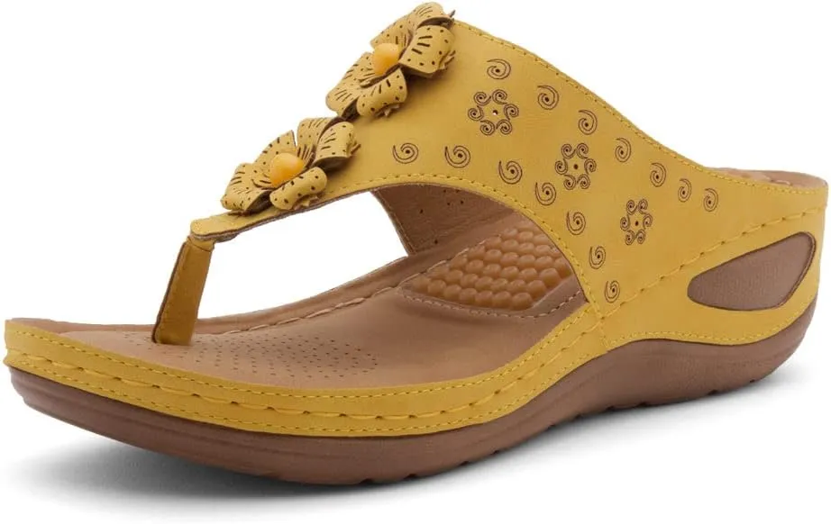 Herstyle H-Nadia Womens Flip Flops Open Toe Slides Cushion Footbed Platform Wedge Summer Sandals