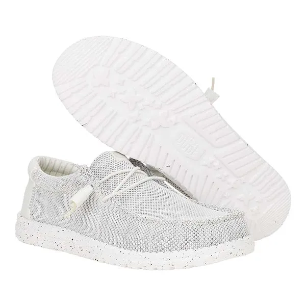 HEYDUDE Wally Stretch Sox Storm White, Men’s Shoes, Slip-on Loafers, Comfortable & Light-Weight