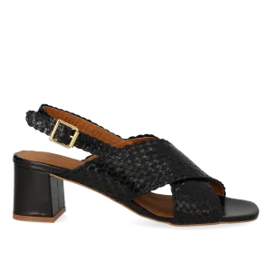 High cross sandal in hand-braided leather