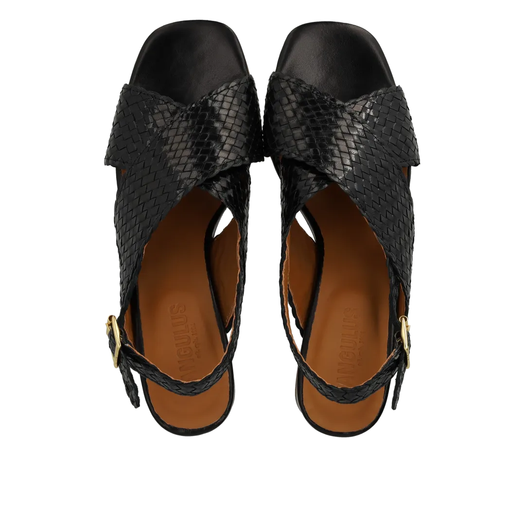 High cross sandal in hand-braided leather