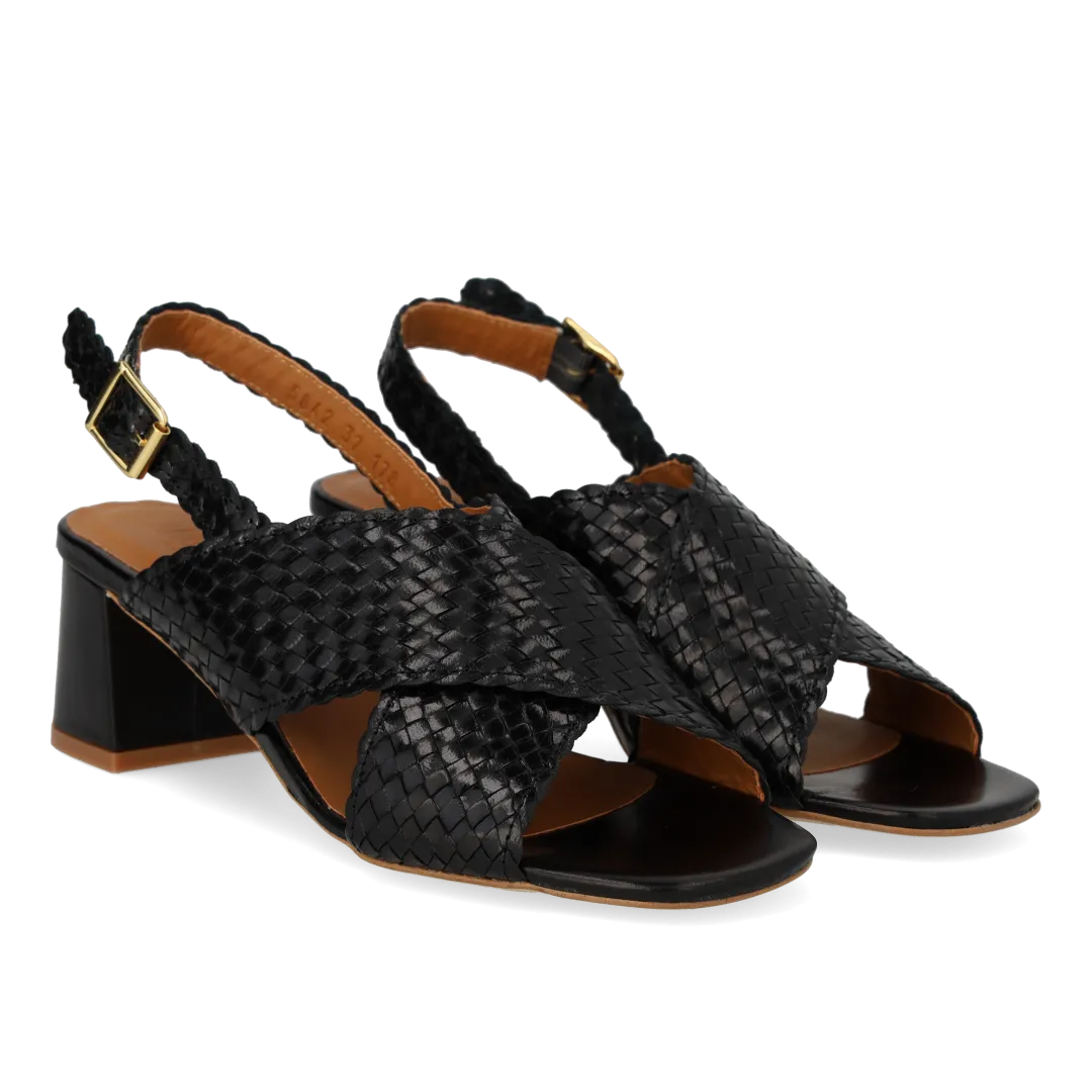 High cross sandal in hand-braided leather