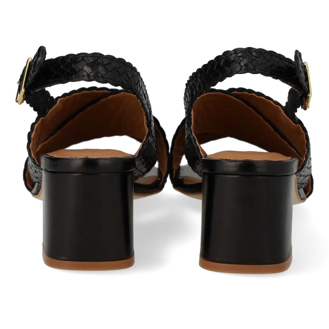 High cross sandal in hand-braided leather