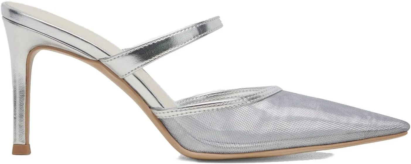 High Heel Mules for Women Closed Pointed Toe Slip On Heeled Mules with Strap Backless Casual Comfortable Dress Mule Heel Pumps