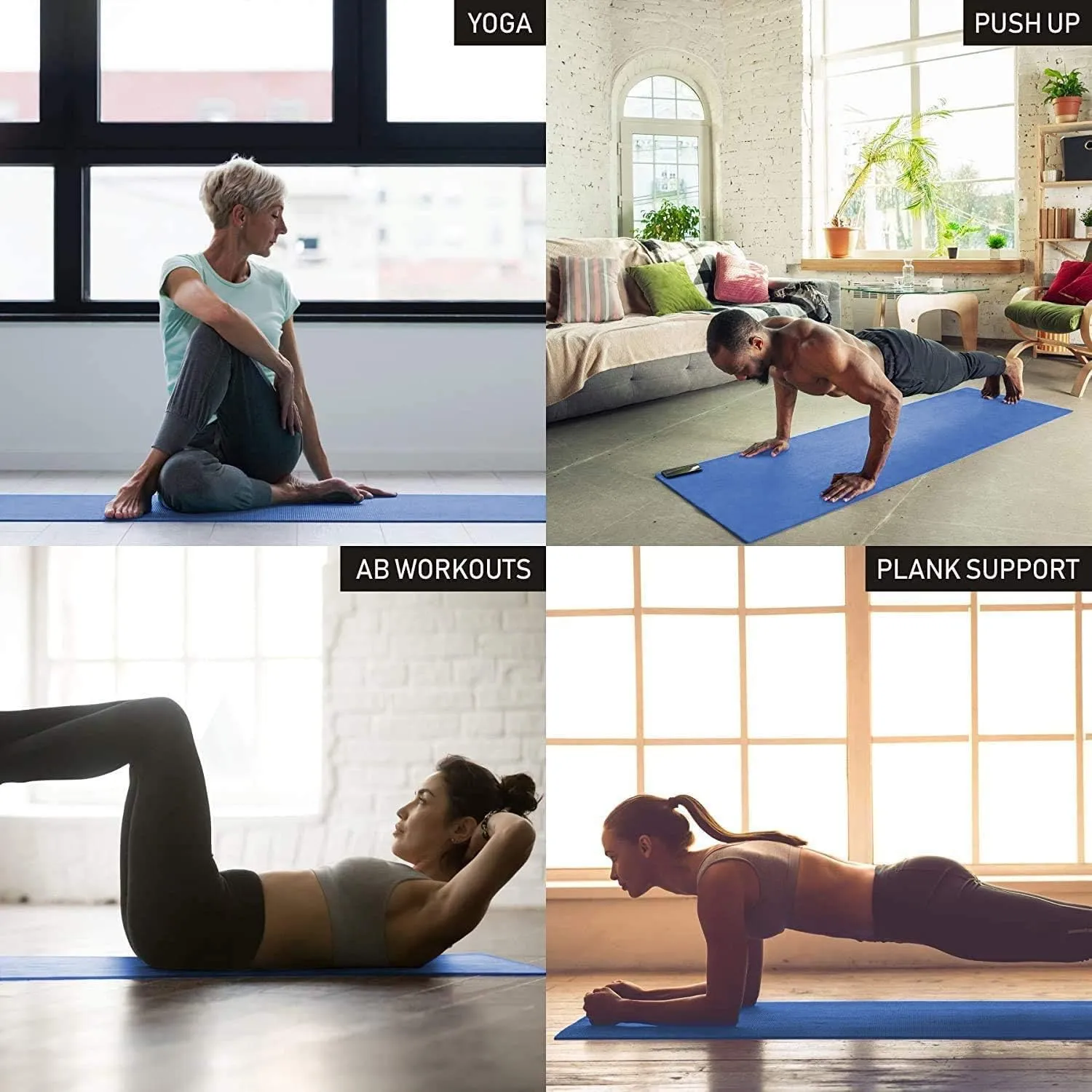 HolaHatha Non Slip Home Workout Yoga Mat