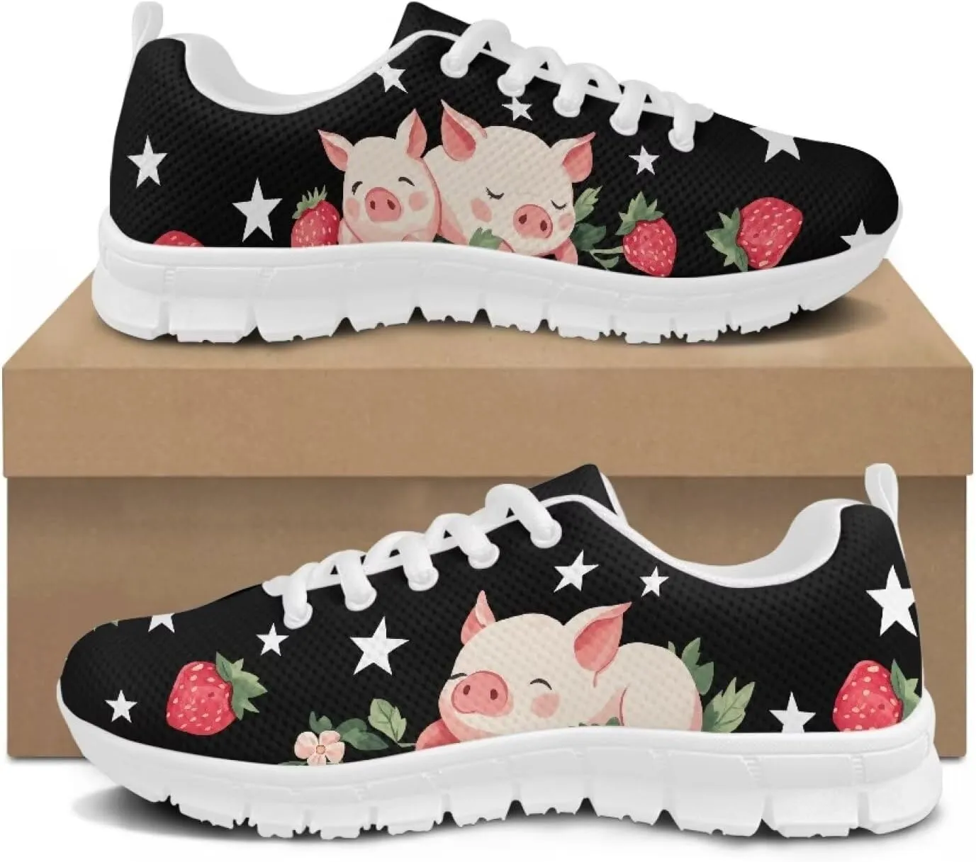 HUGS IDEA Women's Road Running Shoes Nurse Pattern Lightweight Sport Sneakers