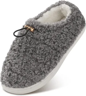 Ibeauti Womens Slippers Memory Foam Fuzzy Loafer Slippers for Indoor Outdoor House Shoes with Drawstring