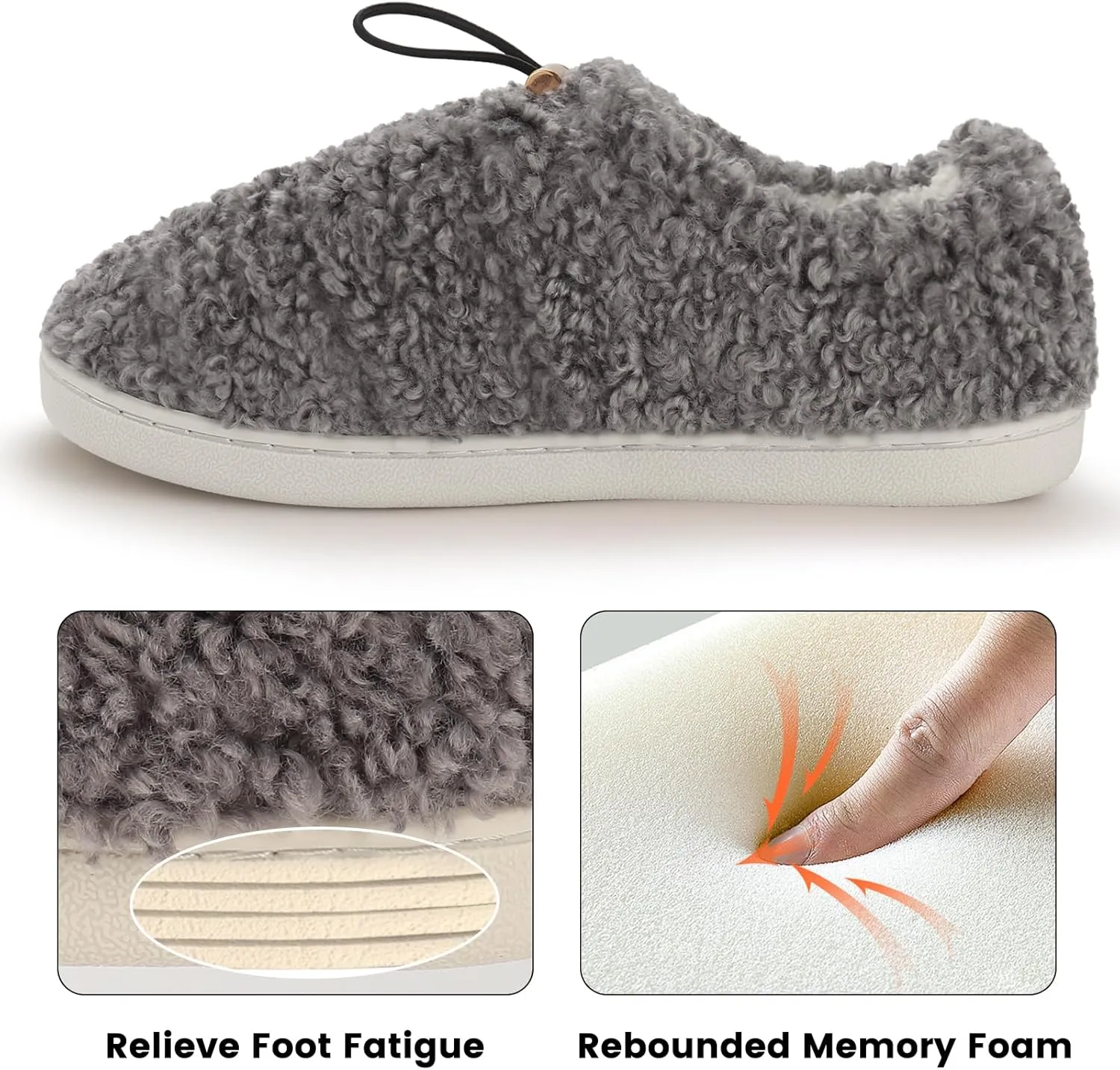 Ibeauti Womens Slippers Memory Foam Fuzzy Loafer Slippers for Indoor Outdoor House Shoes with Drawstring