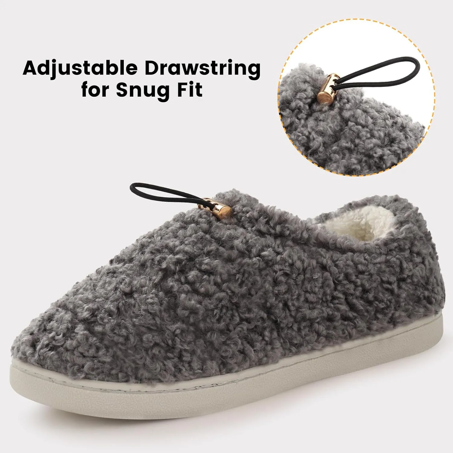Ibeauti Womens Slippers Memory Foam Fuzzy Loafer Slippers for Indoor Outdoor House Shoes with Drawstring