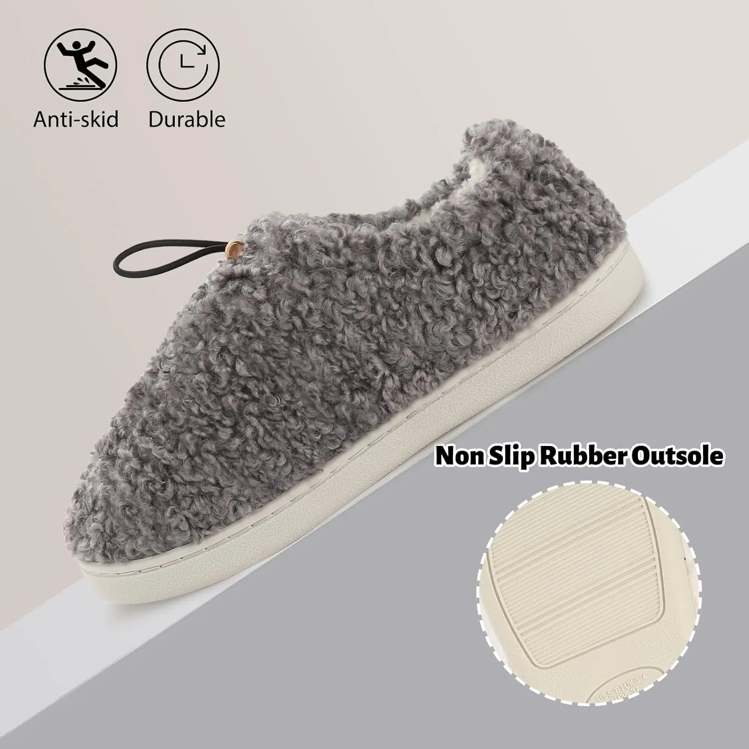 Ibeauti Womens Slippers Memory Foam Fuzzy Loafer Slippers for Indoor Outdoor House Shoes with Drawstring