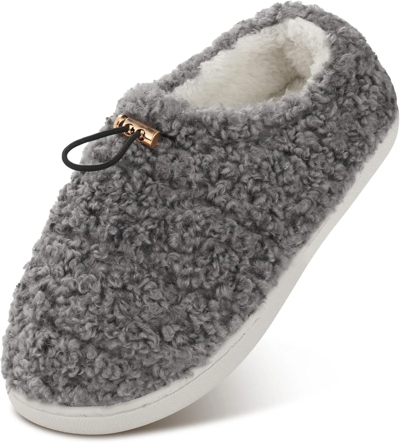 Ibeauti Womens Slippers Memory Foam Fuzzy Loafer Slippers for Indoor Outdoor House Shoes with Drawstring