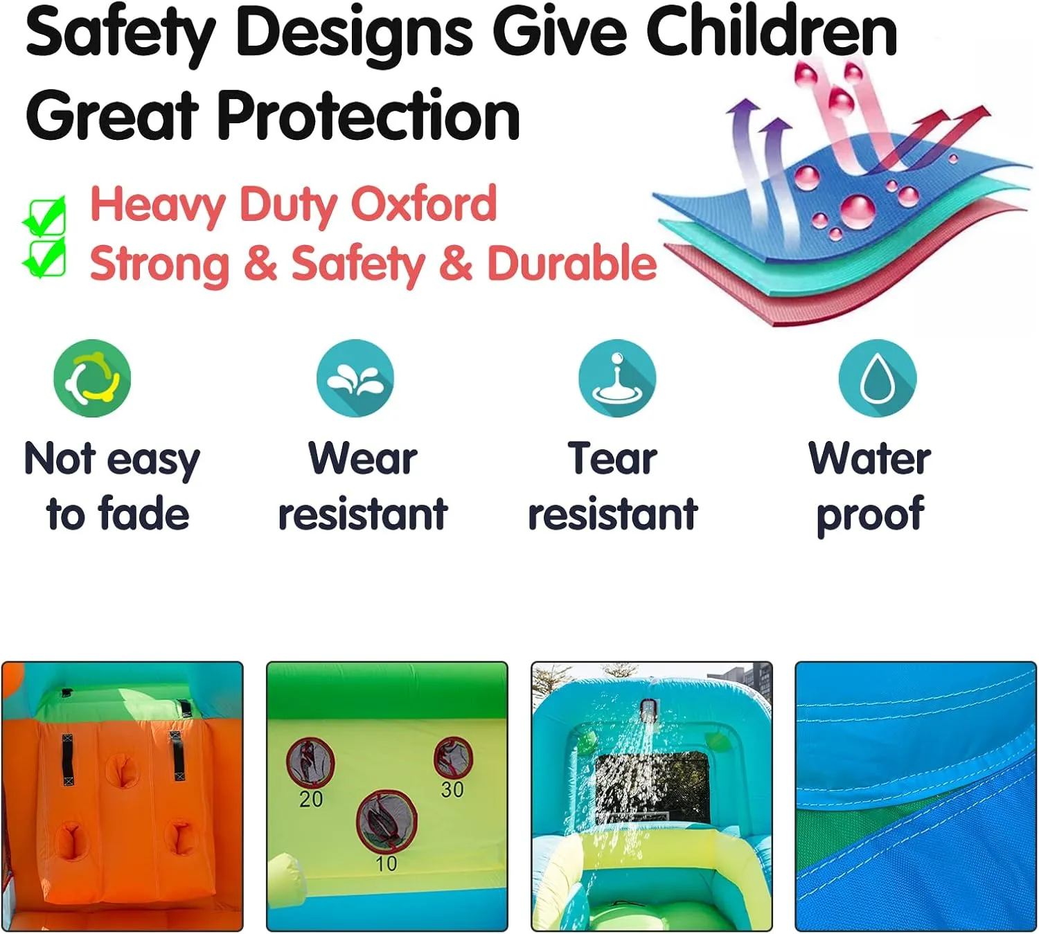 Inflatable Water Slide Park with Splash Pool for Kids,Climbing Wall,Bounce House with Ball Shooting,Kids Bouncy Castle with Air Blower for Outdoor Backyard