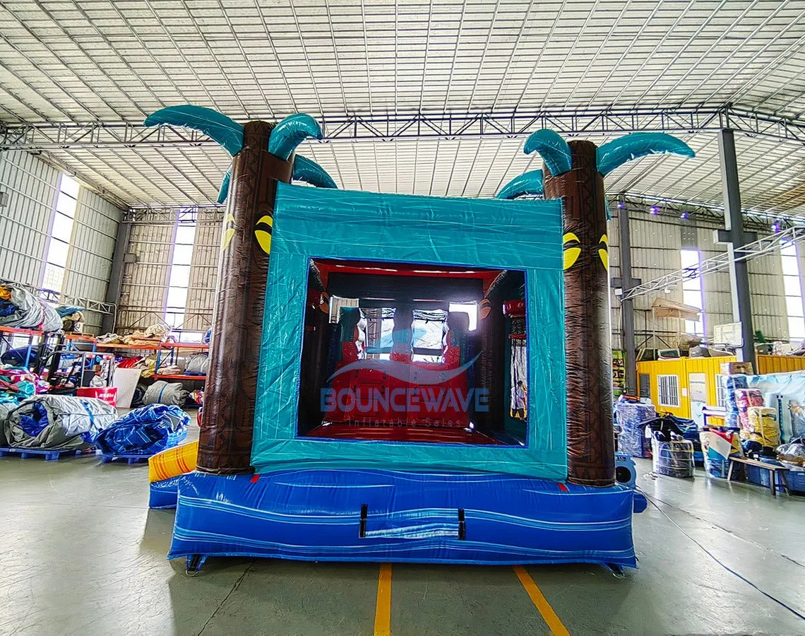 Island Drop Dual Lane Bounce House with Slide (Wet/Dry)