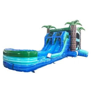 Island Drop Dual Lane Bounce House with Slide (Wet/Dry)