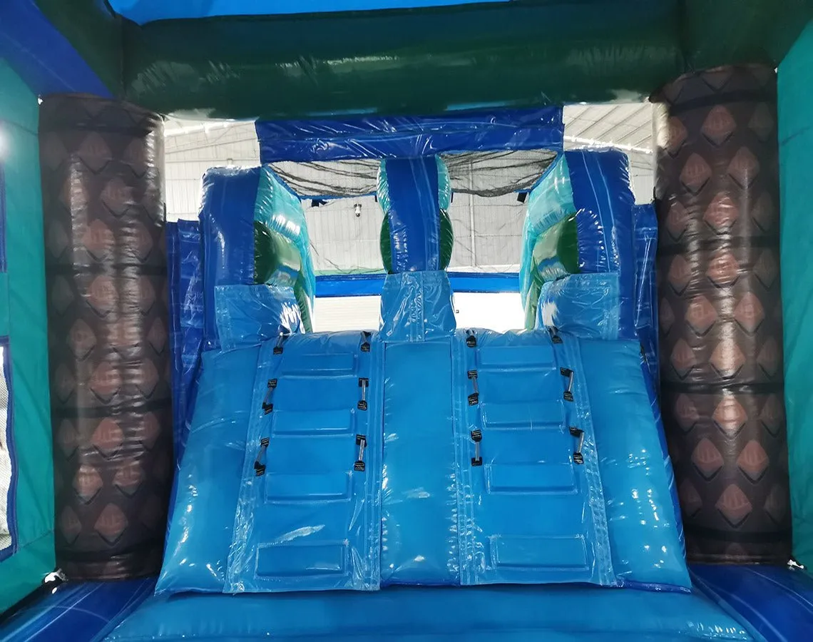 Island Drop Dual Lane Bounce House with Slide (Wet/Dry)