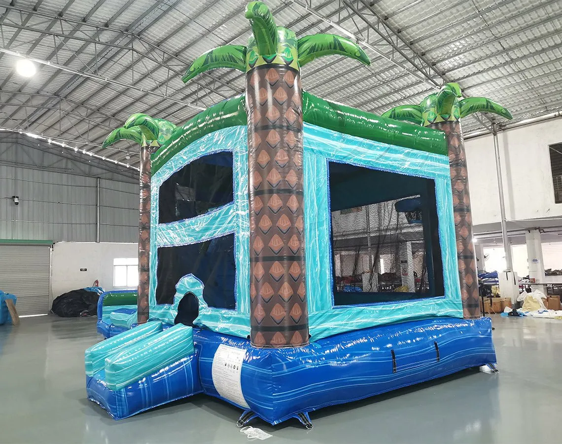 Island Drop Dual Lane Bounce House with Slide (Wet/Dry)